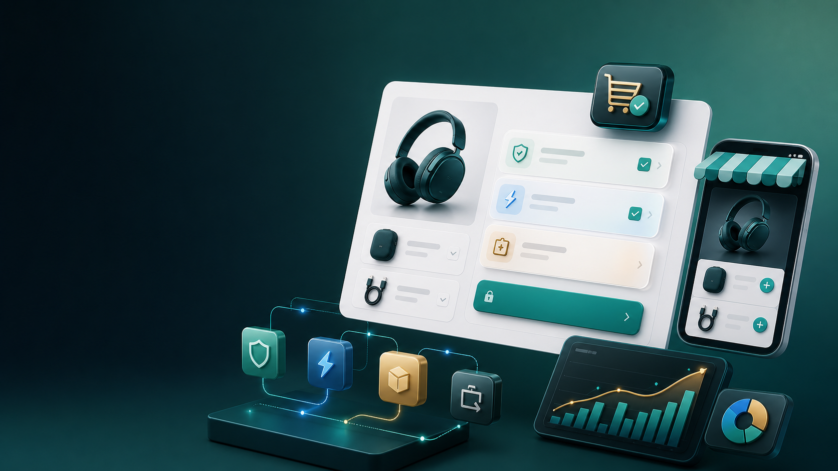 Abstract ecommerce add-on service dashboard